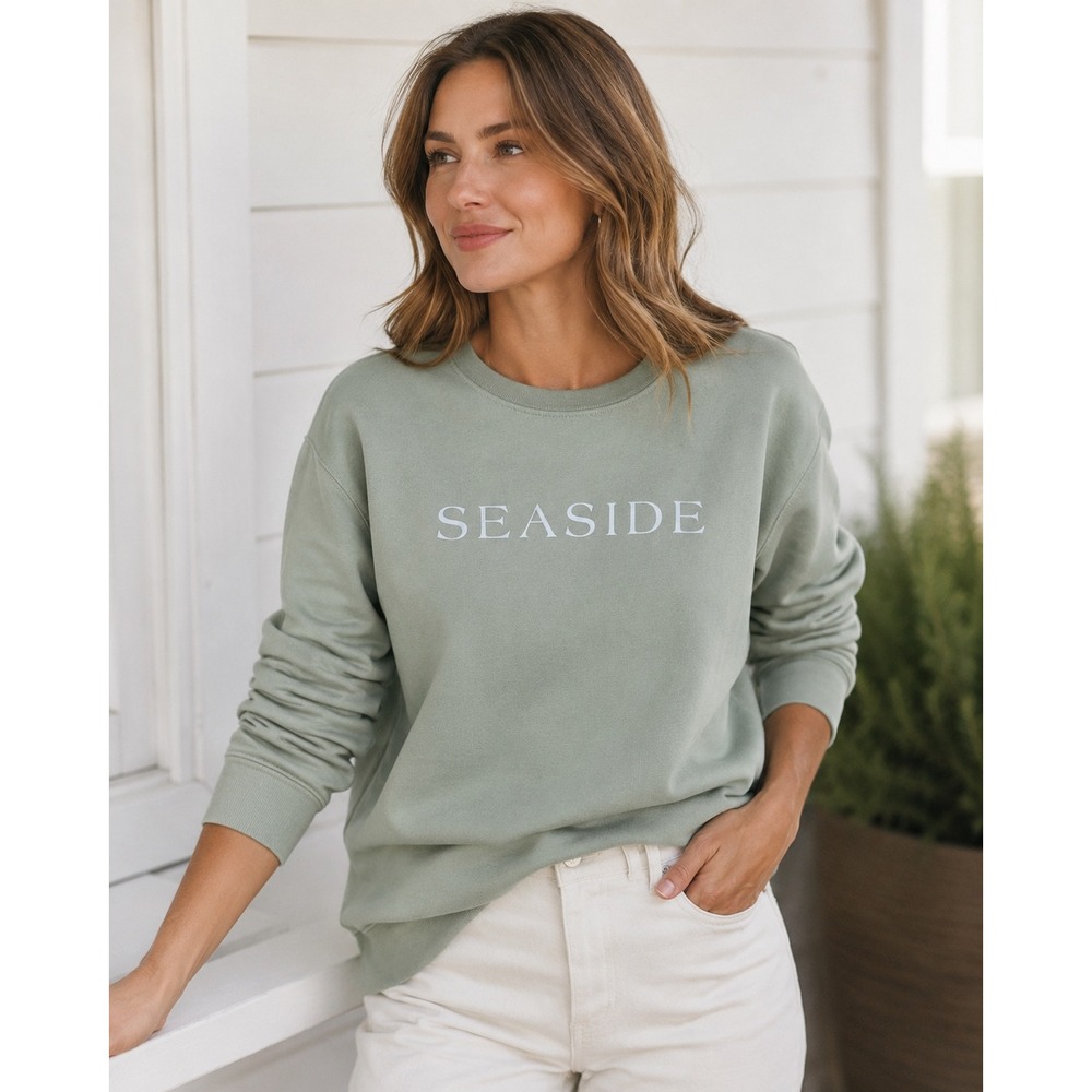 The Seaside Style Seaside Florida Sage Green Graphic Crewneck Sweatshirt Large